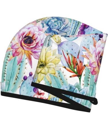 Hair Towel Wrap for Quick Drying | Cactus Hair Drying Towel Turban with Button | Soft & Absorbent Head Towel - Buy Online on GoSupps.com