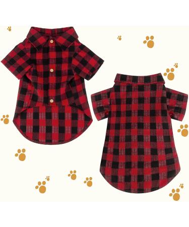 Red Buffalo Plaid Dog Shirt | Soft Casual Outfit for Small Dogs | Halloween Christmas Costumes - Buy Online on GoSupps.com