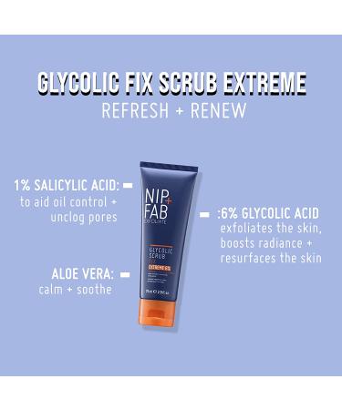 Nip + Fab Glycolic Acid Fix Face Scrub - AHABHA Exfoliating Cleanser with Salicylic Acid & Aloe Vera - 75ml - Buy Online on GoSupps.com