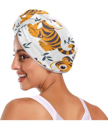 Buy Seamless Cartoon Tiger Hair Towels - Super Absorbent Quick Dry 2 Pack for Women & Girls - Buy Online on GoSupps.com