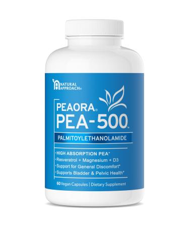PEAORA PEA-500 - Support for Bladder, & Pelvic Discomfort | For Women & Men | Made in the USA | High-Absorption Palmitoylethanolamide & Resveratrol