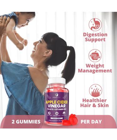 Mommyz Love Apple Cider Vinegar Gummies - Weight Management & Healthy Digestion for New Moms 60 Count with Folate & Vitamin B12 - Buy Online on GoSupps.com