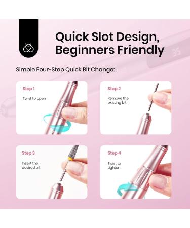 Beetles Cordless Electric Nail Drill - 20 Speeds Long Battery Life | Professional Manicure & Pedicure Tool in Rose Gold - Buy Online on GoSupps.com