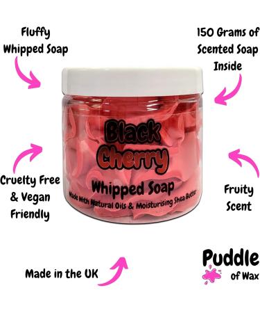 Black Cherry Whipped Soap Body Wash - 150g - Natural Oils and Butters - Fruity Scent - Vegan Friendly - Puddle of Wax - Made in the UK - Buy Online on GoSupps.com