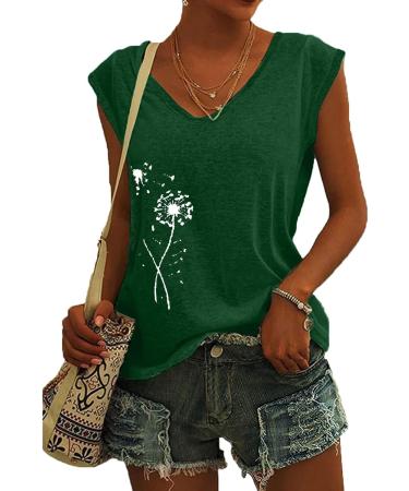Short Sleeve T Shirts Clothing Woman T-Shirt Casual Black Clothing Top Women's Floral Pattern for Women Crop Tops Shirt Shirts Top Women's Summer Tank Top 3-green L - Buy Online on GoSupps.com