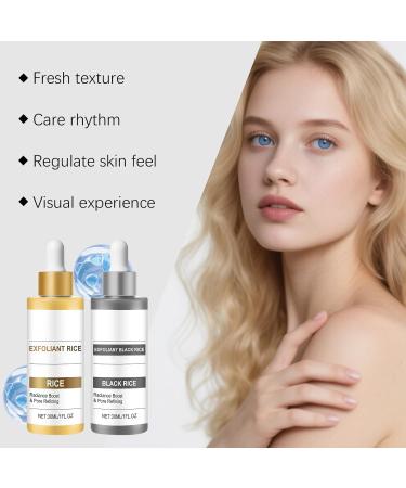 S rum exfoliant au riz noir et au riz blanc - Duo exfoliant doux pour le visage et le corps minimise les pores et hydrate en profondeur limine les cellules mortes de la peau 30ml (2 bouteilles) - Buy Online on GoSupps.com