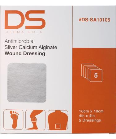 DERMA SOLU Silver Calcium Alginate Wound Dressing with Silver Sterile - 5 Dressings, 4 x 4 - Buy Online on GoSupps.com