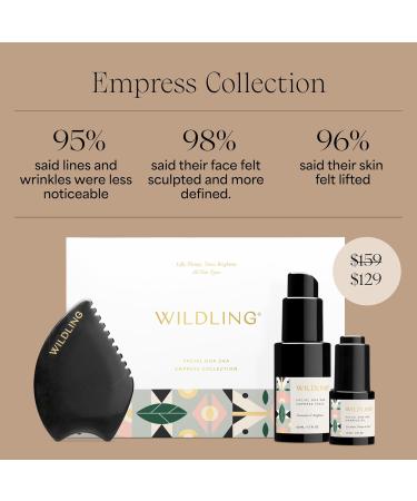 WILDLING Empress Facial Gua Sha Set | Sculpting Tool Toner & Oil | 100% Authentic Bian Stone for Lifting & Toning - Buy Online on GoSupps.com