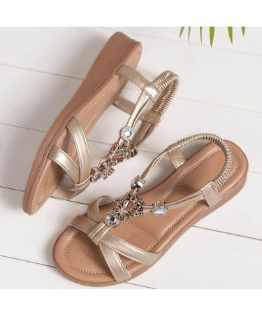 Buy XTZYGLFD Women's Comfortable Sandals - Breathable Open-Toe Summer Shoes | Classic Flat Slippers in Beige - Size 41 EU - Buy Online on GoSupps.com