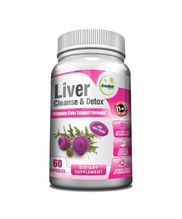 GreeNatr Liver Cleanse Detox & Repair Formula - Milk Thistle Berberine Ginger Beet Root Dandelion Root Artichoke Extract and Chanca Piedra for Optimal Liver Health Support (1 Bottle) 60 Count (Pack of 1)