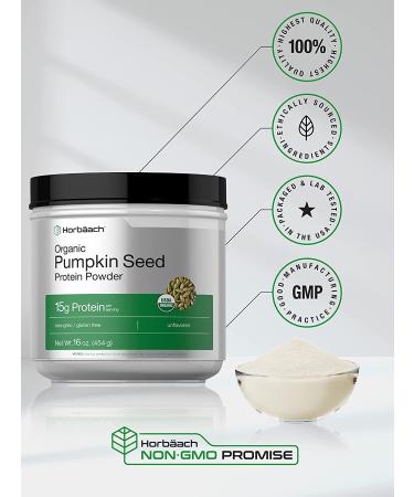 Organic Pumpkin Seed Protein Powder 16 oz | Vegetarian, Gluten Free, Non-GMO | Keto & Paleo Supplement | 15g Protein | Horbaach - Buy Online on GoSupps.com