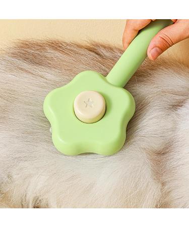 Self-Cleaning Cat Brush with Unlocking Button - Compact Fur Care Brush for Dogs Cats & Rabbits - Efficient Hair Removal in Green - Buy Online on GoSupps.com