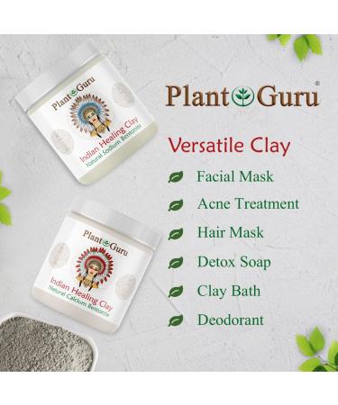 Plant Guru Indian Healing Clay 1 lb - 100% Natural Bentonite Clay Powder - Deep Pore Cleansing Mask for Face, Hair & Body - Detox Clay for Acne & Bath - Buy Online on GoSupps.com