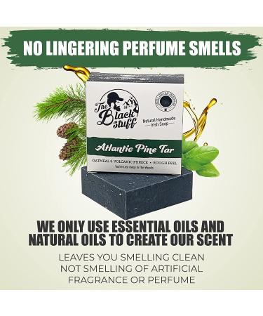 Pine Tar Soap for Men - Handmade Natural Bar Soap with Pine, Basil, Orange, Activated Charcoal & Volcanic Pumice - Buy Online on GoSupps.com