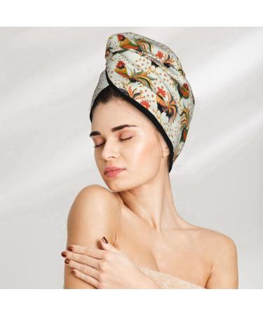 Quick-Dry Hair Towel Wrap - Colorful Roosters Towel Turban for Effortless Drying - Buy Online on GoSupps.com