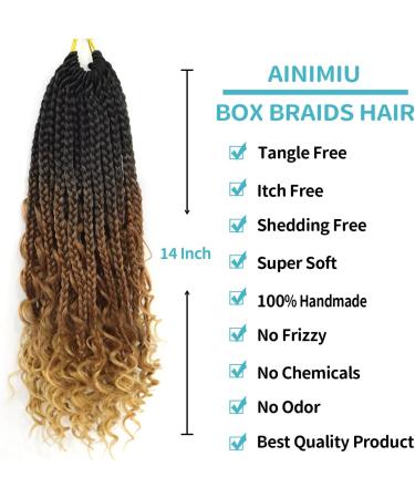8Packs Goddess Box Braids Crochet Hair With Curly Ends 14inch Pre-looped Bohomian Crochet Box Braids Synthetic Braiding Hair Extensions 14 Inch(Pack of 8) 1B/30/27 - Buy Online on GoSupps.com