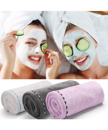 Hair Towel Wrap Turban - Quick-Dry Microfiber Bath & Shower Cap | White Grey & Pink - Perfect for Drying Hair - Buy Online on GoSupps.com