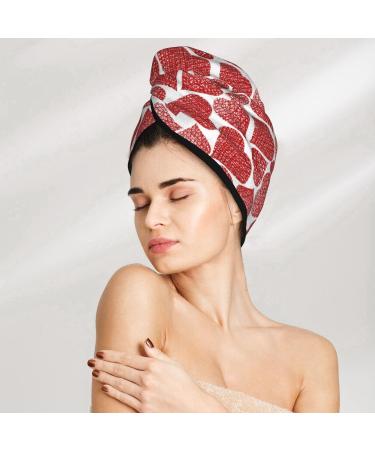 Hair Towel Wrap with Button | Quick-Dry Hair Turban & Head Towel - Hearts Design - Buy Online on GoSupps.com