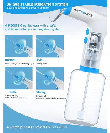 BOCOOLIFE Electric Ear Irrigation Kit - Ear Wax Removal System with 4 Pressure Levels, 12 Ear Tips & Basin - Ear Cleaner for Adults - Buy Online on GoSupps.com