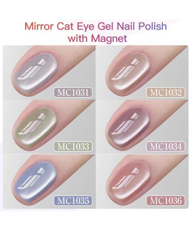 Double Rhythm Cat Eye Gel Nail Polish Set - 6 Shimmer Glitter Colors with 9D Holographic Magnet Effect | International Shipping Available - Buy Online on GoSupps.com