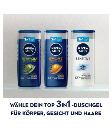 Nivea Men Sport Shower Gel (250ml) - pH Skin-Friendly Vitalizing Fragrance 5-Pack for Body Face & Hair - New Version - Buy Online on GoSupps.com