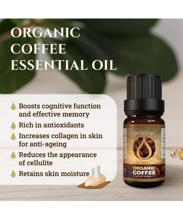 Ecodrop Pure Coffee Essential Oil - 10ml | 100% Natural Indian Coffea Arabica Oil for Aromatherapy & Massage | Organic Energy Boost & Skin Exfoliation - Buy Online on GoSupps.com