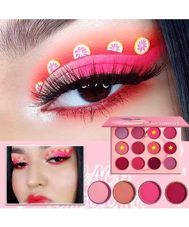 Pink Purple Eyeshadow Palette Makeup 12 Colors Pigmented Matte Shimmer Cute Eye Shadow Tone Small Bright Peach Red Violet Eyeshadow Pallet Long Lasting Shades For Girl Women Summer Travel - Buy Online on GoSupps.com