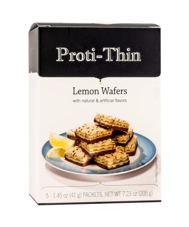 Proti-Thin High Protein Lemon Wafer Squares, Low Sugar, Low Carb, Aspartame Free, Diet Wafer Bars, Healthy Snack, 5 Servings, 2 Wafers per Serving Lemon 7.13 Ounce (Pack of 1)