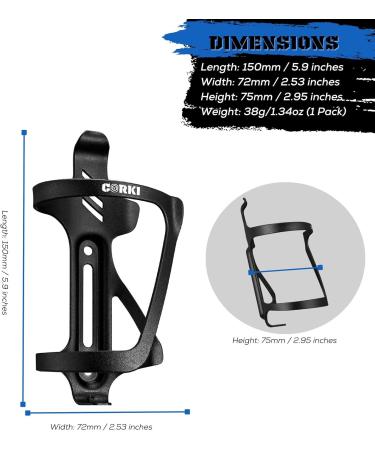 Corki Cycles Bike Bottle Holder - Right & Left Slide-Entry for Racing MTB & E-Bikes - Aluminum Black 2-Pack - Buy Online on GoSupps.com