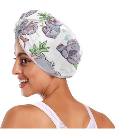 Super Absorbent Sleeping Koalas Hair Towel 2 Pack - Quick Dry Hair Turbans for Women & Girls - Buy Online on GoSupps.com