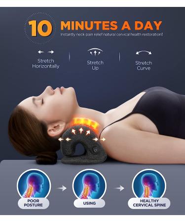 Tinhin 3S Heated Neck Stretcher - 9X Pain Relief - 3X Larger Heating Area - Magnetic Therapy - Cervical Traction Device Pillow - Neck & Shoulder Support - TMJ Spine Alignment - Black - Buy Online on GoSupps.com