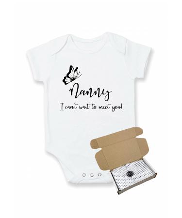 allaboutthebump Nanny I Can't Wait To Meet You | Baby Announcement Vest Bodysuit (Pregnancy Reveal) - Gift Wrapped with Box