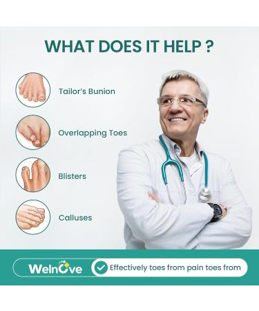 Welnove Tailor's Bunion Corrector Pads - 8 Pack Pinky Toe Protector & Gel Shield for Foot Pain Relief - Bunion Separator for Men & Women - Buy Online on GoSupps.com