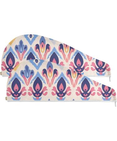 Ethnic Symbol Hair Towel 2 Pack | Super Absorbent Quick Dry Hair Turbans for Women & Girls - Buy Online on GoSupps.com