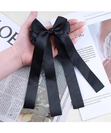 Cimenexe Vintage Black Silk Bow Hair Clips French Bow Hair Barrettes Black Bow Tie Hair Clip Barrette Black Bow Knot Hair Clip Silk Bow Headpiece Hair Accessory for Women and Girls - Buy Online on GoSupps.com