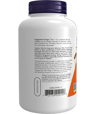 Now Foods Activated Charcoal 200 Veg Capsules - Natural Detox Supplement - Buy Online on GoSupps.com