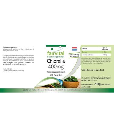 Fairvital Chlorella Tablets 400 mg - 100% Vegan Chlorella Algae Powder - High Dose - 500 Tablets for Optimal Health - Buy Online on GoSupps.com