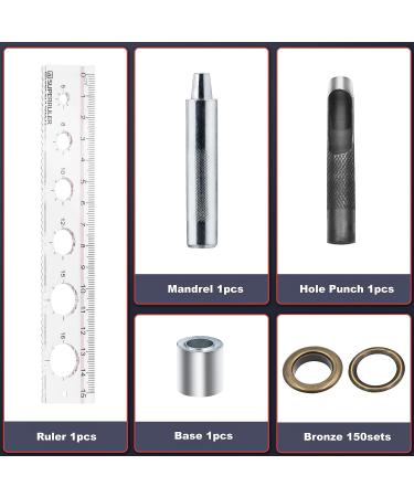 150 Sets 1/2 inch Grommet Tool Kit Bronze Metal Grommet Kit Eyelet Kit with Hole Punch for Leather  Fabric  Curtain - Buy Online on GoSupps.com