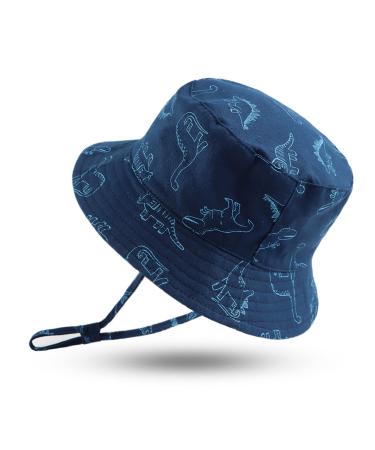 XIAOHAWANG Baby Boy Sun Hat Infant Toddler Dinosaur Bucket Hats Summer Baby Boys Beach Caps 0-3 Months Navy Dinosaur 2