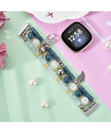 V-MORO Handmade Elastic Beaded Bracelet for Fitbit Versa 3 Smart Watch - Gray - Buy Online on GoSupps.com
