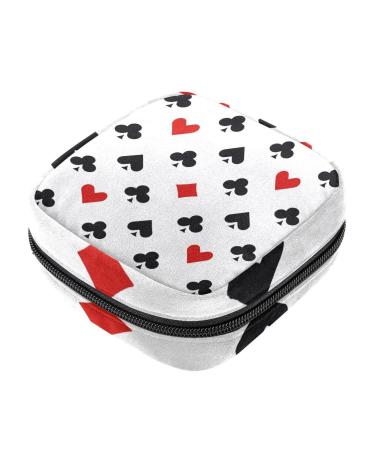 Menstruation bag with zipper women's napkin bag tampons collection bags for women and girls (poker hearts and club patterns)