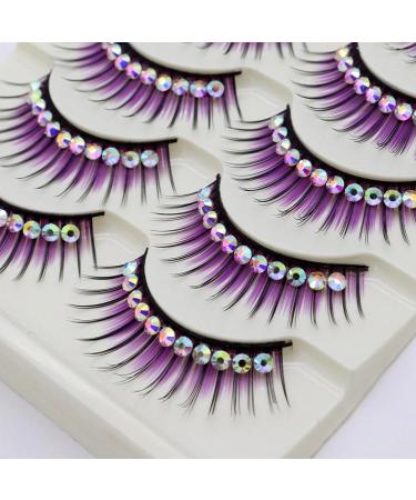 YangMeng Purple Diamond Eyelashes | Thick Exaggerated False Lashes for Cosplay & Dance Performance - Natural Look - Buy Online on GoSupps.com