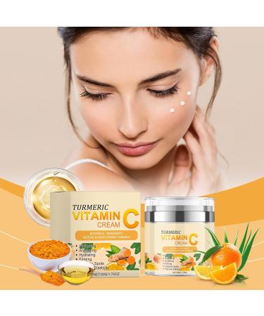 Turmeric Vitamin C Cream 50g - Brightening Face Moisturiser Firming Turmeric Face Cream with Vitamin C for Glowing Skin Natural Ingredients - Buy Online on GoSupps.com
