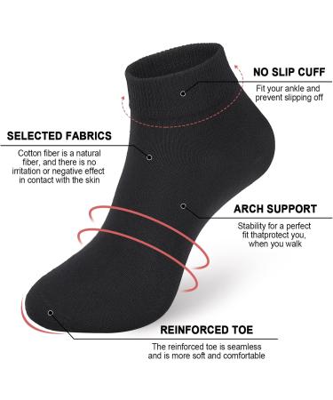 Women's Non-Slip Cotton Ankle Socks - 8 Pairs Low Cut No Show Socks in Black - Buy Online on GoSupps.com