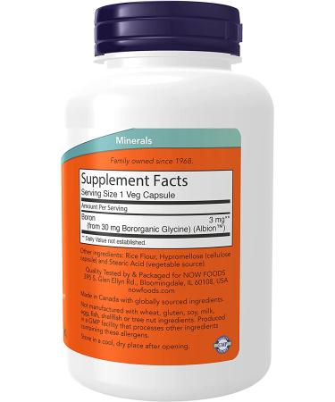 Now Foods Boron 3 mg â€“ 250 Capsules for Hormonal Balance & Bone Health - Buy Online on GoSupps.com