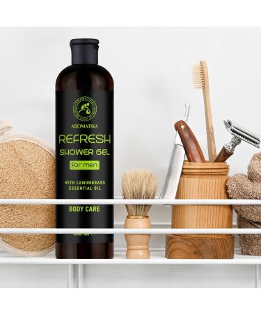 Shower Gel Refresh 500ml - Shower Gel for Men - Gel with Lemongrass Essential Oil - Skin Care - Body Care - Cleansing and Care - Fresh Fragrance - Masculine Aroma - Body Wash for Him - Buy Online on GoSupps.com