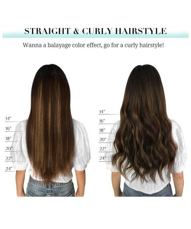 Doores Clip-In Hair Extensions: 50cm Balayage Dark Brown to Chestnut Brown - 120g Remy Real Hair | 7 Pieces Natural Look - Buy Online on GoSupps.com