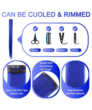 Jchdwsguo 16-Piece Turquoise Blue Clip-in Hair Extensions - 21 inch Heat-Resistant Synthetic Highlights for Women & Girls - Perfect for Holiday Parties - Buy Online on GoSupps.com