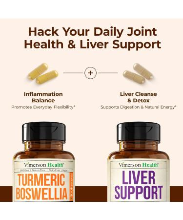 Boswellia Turmeric Curcumin Supplement + Liver Cleanse Detox & Repair Bundle Supports Joint Health Energy & Healthy Digestion with Ginger Turmeric Powder Milk Thistle Zinc & Artichoke Extract - Buy Online on GoSupps.com