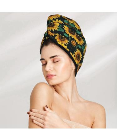 Sunflower Coral Velvet Dry Hair Cap | Ideal for Home Travel Pool Parties & Baths - Quick Drying & Stylish - Buy Online on GoSupps.com